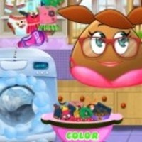 Pou Girl Washing Clothes