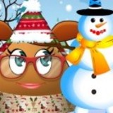 Pou Girl Building A Snowman